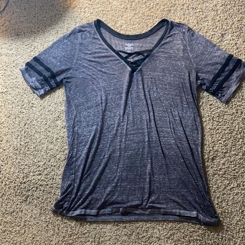 Soft sporty tee, see through black shirt